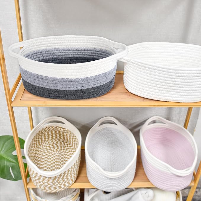 ABenkle Small Basket, Rope Room Shelf Storage Basket, Cat Dog Toys Basket Chest - Image 7