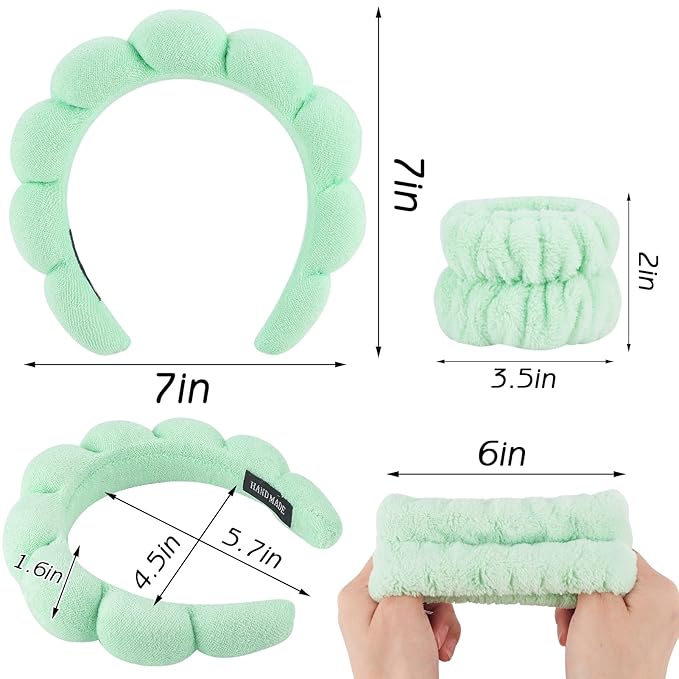 Zkptops 6Pcs Spa Headband for Washing Face Wristbands Set Women Bubble Makeup - Image 4