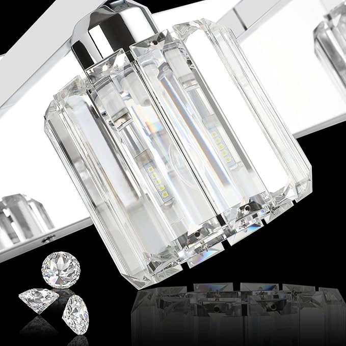 Aipsun Bathroom Vanity Light Crystal Vanity Lighting Fixtures 6 Lights Chrome - Image 7