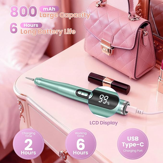 Cordless Nail Drill 35000RPM, Portable Electric Nail File - Image 3