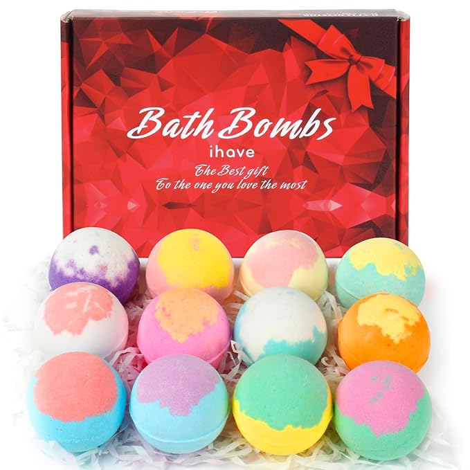 iHave Bath Bombs for Kids and Women, 12 Natural Handmade Bath Bomb Gift Set by ihave