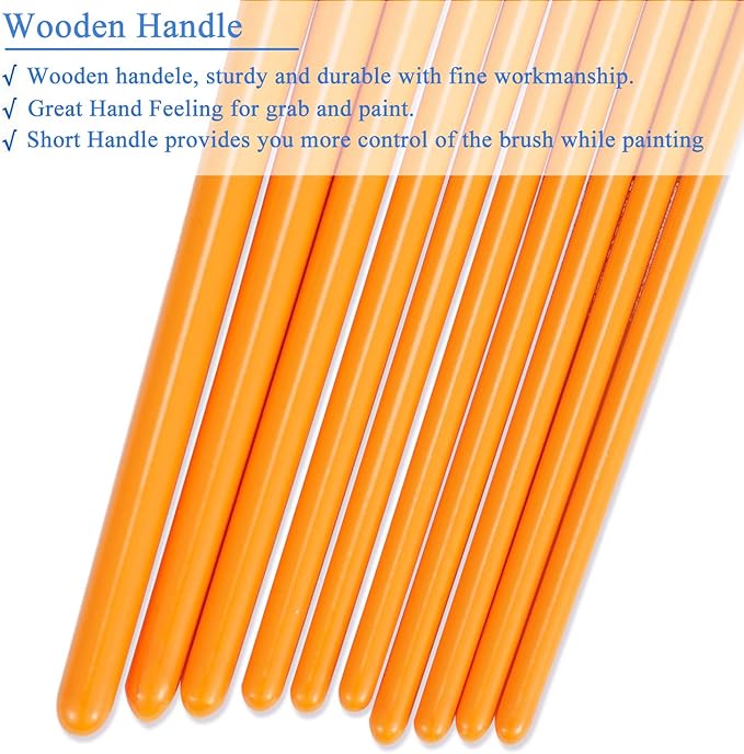 BOSOBO Paint Brushes Set, 10 Pieces Round Pointed Tip Paintbrushes Nylon Hair - Image 5
