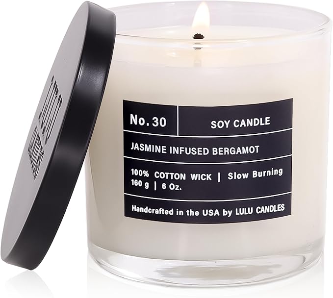 Lulu Candles | Jasmine Infused Bergamot | Luxury Scented Soy Jar Candle | Hand by LULUCANDLES