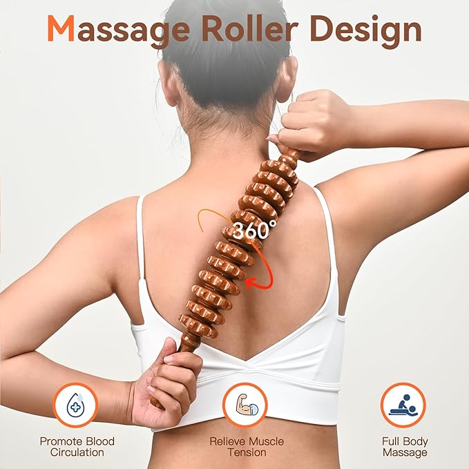Wood Therapy Massage Tools, Wooden Massage Roller Stick, Lymphatic Drainage Tool - Image 5