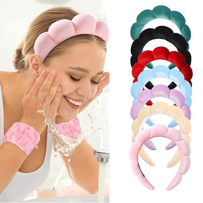 Luckybear Spa Headband for Washing Face, Velvet Makeup Headband, Bubble - Image 7