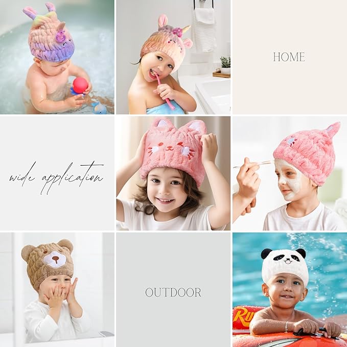 Microfiber Hair Towel Wrap for Kids, Absorbent Quick Girls Boys Hair Drying - Image 4
