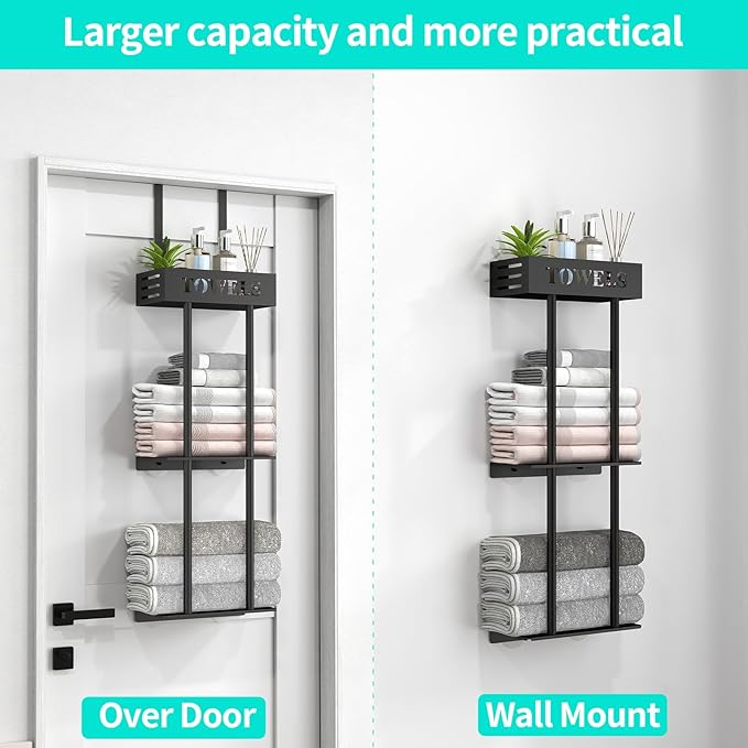 Over The Door Towel Rack, 3 Tier Hanging Towel Rack - Image 3