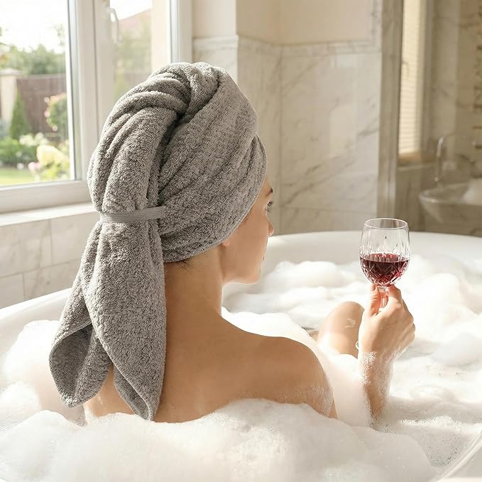 Microfiber Hair Towel Wrap for Women Extra Large Hair Turban Anti-Frizz Hair - Image 7