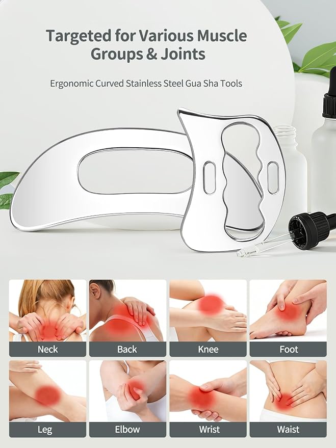 2-in-1 Stainless Steel Gua Sha Massage Tool Set, Muscle Scraper & IASTM Tools - Image 5