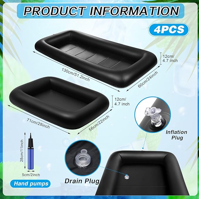 Leitee 4 Pcs Inflatable Ice Serving Bars Buffet Serving Tray Drink Cooler - Image 2