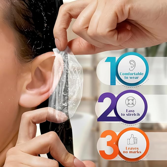 100 Pcs Ear Cover for Shower – Disposable Ear Covers for Hair Dryer – Easy to - Image 4
