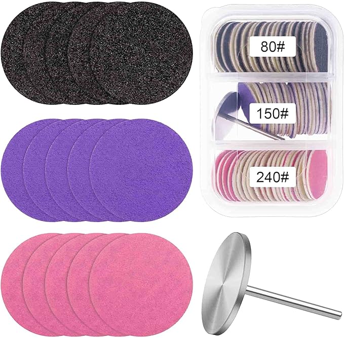 Sanding Paper Discs with Metal Nail Drill Bit Foot Sandpaper Discs 25mm Foot by Home