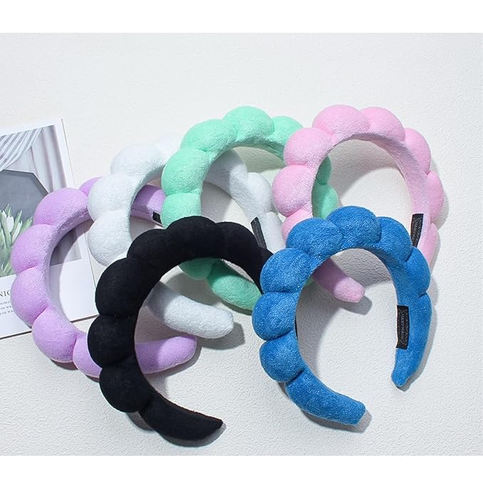 Spa Headbands for Washing Face Soft Puffy Bubble Headbands Wristband for Women - Image 5