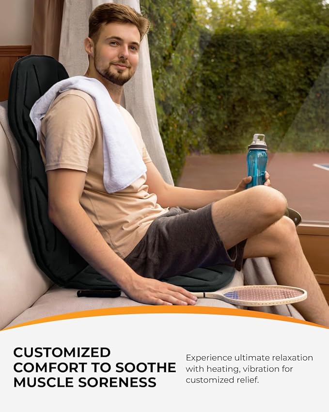 CooCoCo Back Massager with Heat, 8 Vibrating Motors Massage Chair Pad with 2 - Image 3