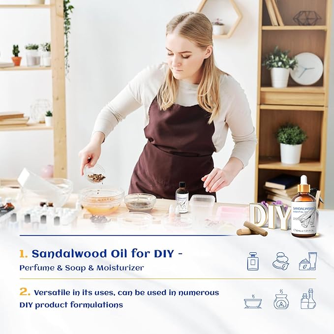 HIQILI Sandalwood Essential Oils 1 Fl Oz, 100% Pure Natural Therapeutic Grade - Image 4