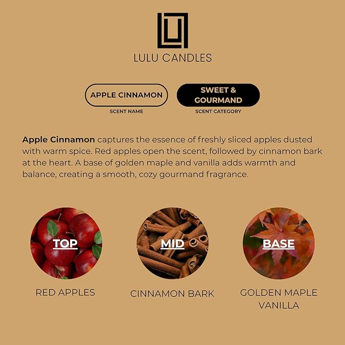 Lulu Candles | Apple Cinnamon | Luxury Scented Soy Jar Candle | Hand Poured in - Image 4