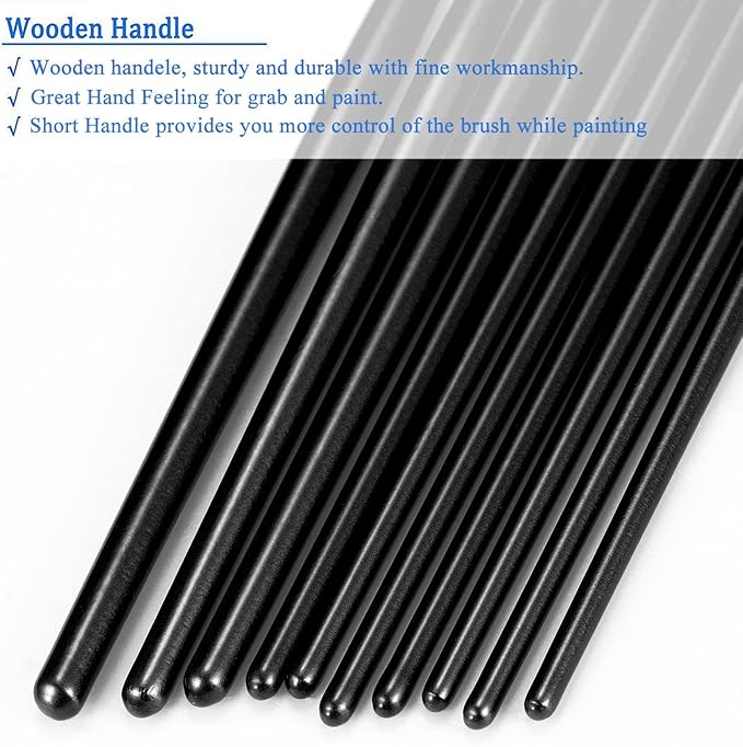 BOSOBO Paint Brushes Set, 10 Pieces Round Pointed Tip Paintbrushes Nylon Hair - Image 3