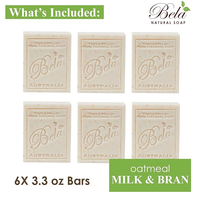 BELA Oatmeal Soap with Milk and Bran 3.3 OZ, Long Lasting French Triple Milled - Image 2