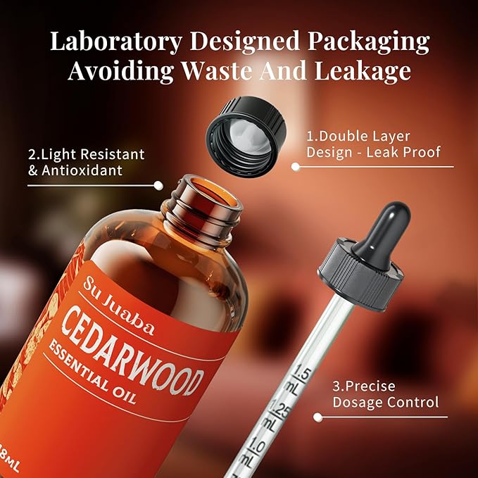 SU JUABA Cedarwood Essential Oil 4 Oz, 100% Pure Natural Aromatherapy Oil - Image 7