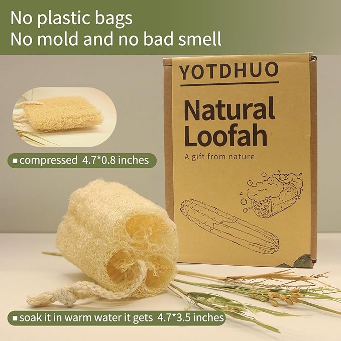 4.7" Natural Loofah Exfoliating Body Scrubber, Real Luffa Sponge - Image 3