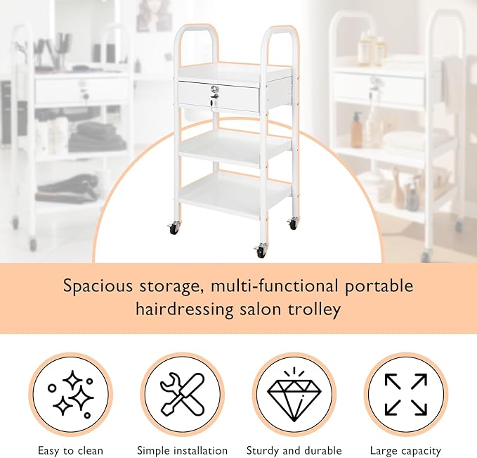 LEIBOU Beauty Salon Trolley Cart Hair Station - Image 6