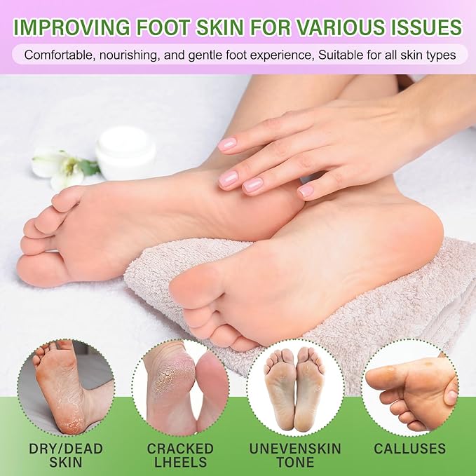 5Pack Moisturizing＆3Psck Foot Peeling Foot Mask, Hydrating Foot Masks Dry - Image 5