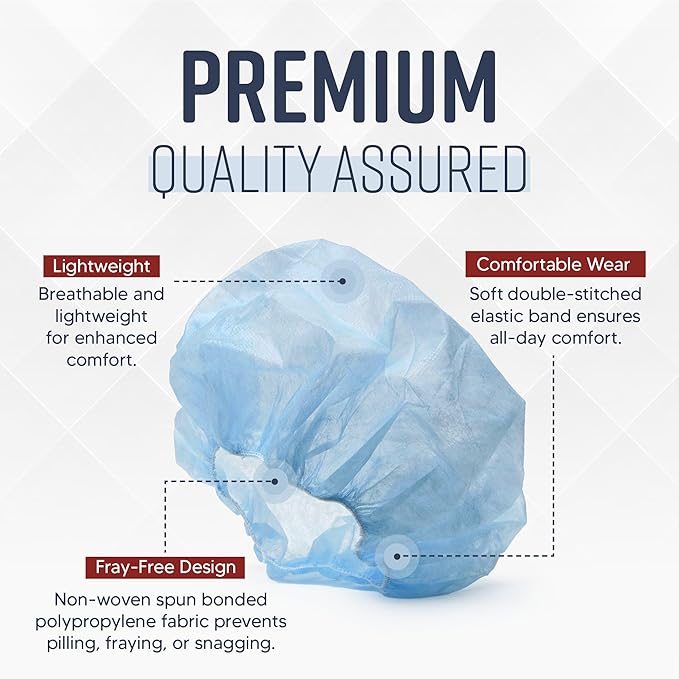 Medical Nation 21" Disposable Bouffant Caps |CASE of 1000, Non-Pleated Head - Image 3