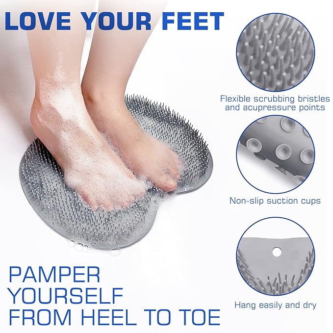 2PACK Shower Foot Scrubber Mat Back Washer Back Exfoliating Bath Wash Pad Wall - Image 5
