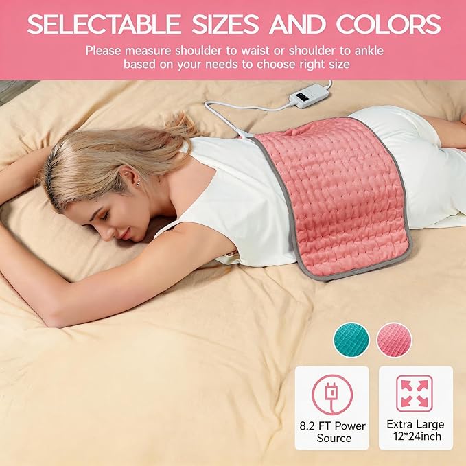 Pink Heating Pad for Gifts Soothing Heat Therapy for Women & Men, Perfect - Image 7