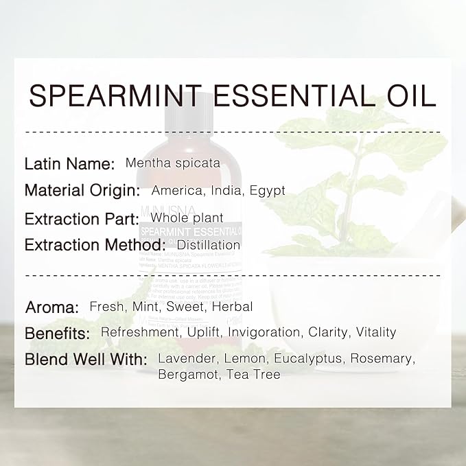 Spearmint Essential Oil 100ML, 100% Pure Spearmint Oil Aromatherapy Oil - Image 3