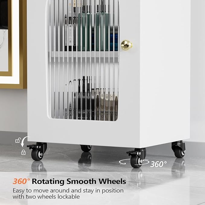 OmySalon Salon Cart with Wheels, 3-Tier Rolling Beauty Cart with Glass Door & - Image 6
