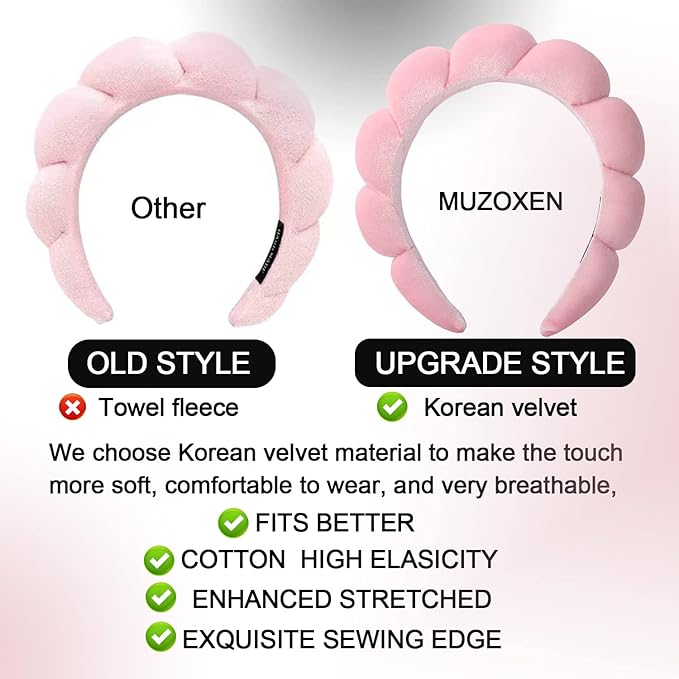 Luckybear Spa Headband for Washing Face, Velvet Makeup, Bubble Skincare - Image 2