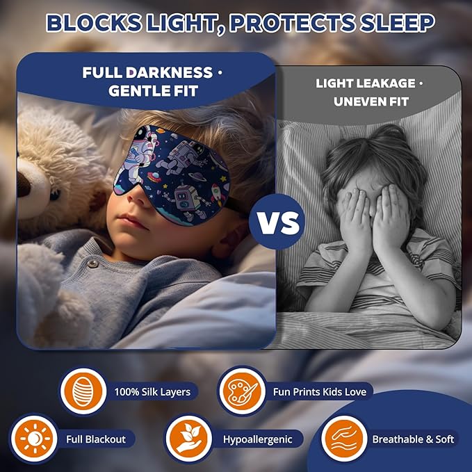 Kids Silk Sleep Mask: 100% Mulberry Silk Eye Mask - Image 4