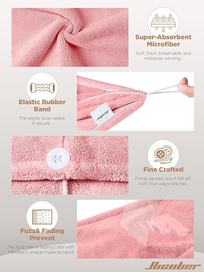 Hicober Microfiber Hair Towel, Drying Hair Wrap Towels - Image 3