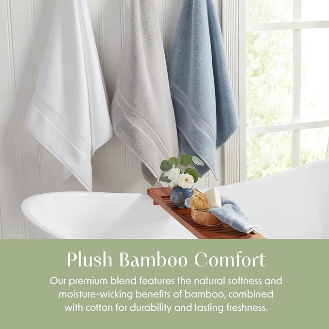 Springtree Home Luxury Bamboo Rayon Bath Towel Set 6 Piece Set | 35% Bamboo - Image 6