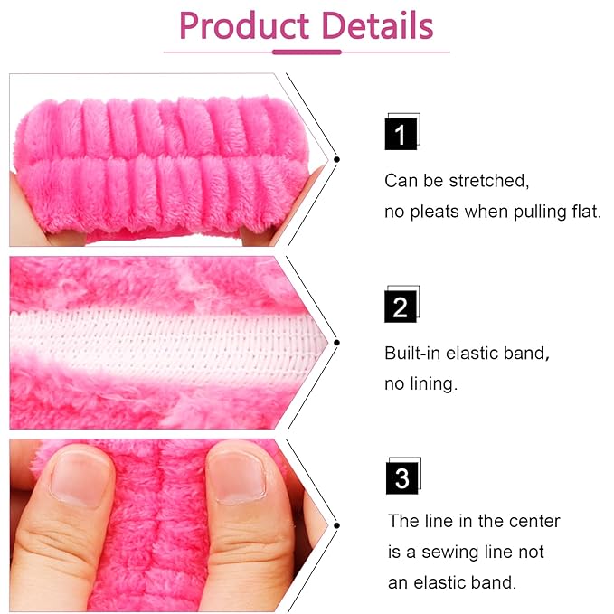 VELSCRUN Spa Headbands for Wash Face, Makeup Headband, Facial Skincare Headbands - Image 6