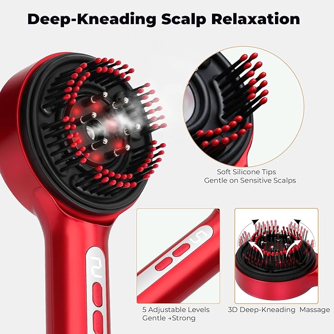 Electric Scalp Massager, 5 in 1 Refillable Oil Reservoir and Mist 3 Step At - Image 4