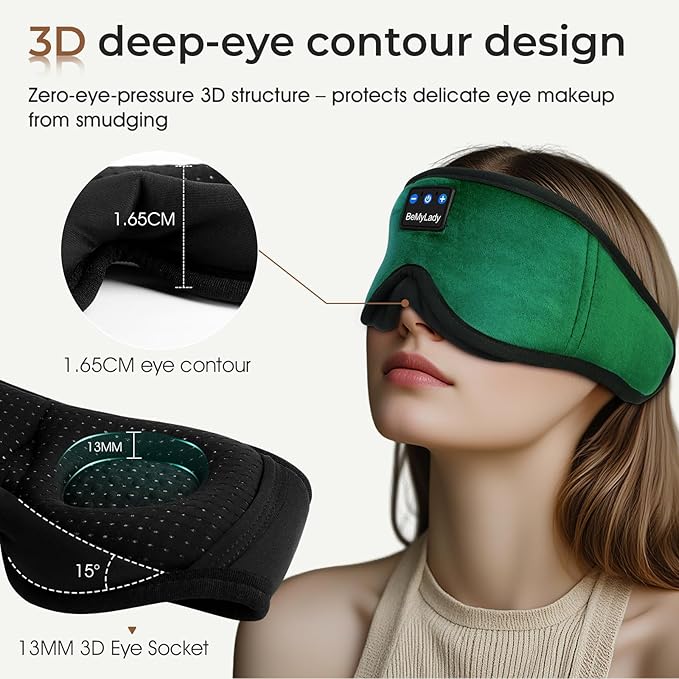 Sleep mask Headphones, 100% Blackout 3D Zero Eye Pressure Bluetooth Sleep mask - Image 3