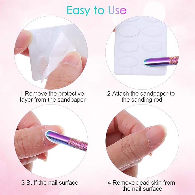 Dual Ended Nail Cuticle Pusher, 100/180 Grit Sandpaper Sheets Cuticle File - Image 6