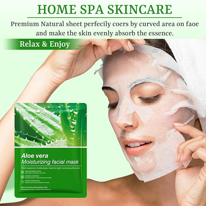 Aloe Vera Face Masks Skincare Soothing & Hydrating Face Masks Aloe Face Mask - Image 7