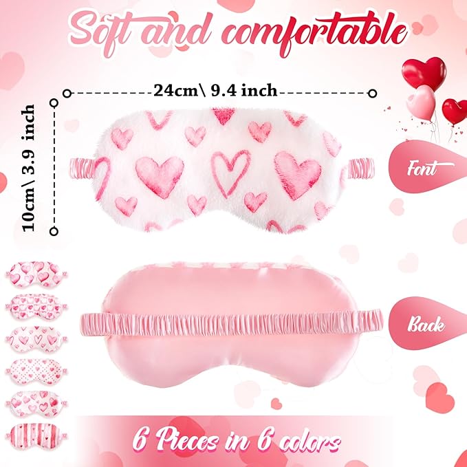 Cuffbow 6 Pack Plush Sleep Mask Set, Cute Plush Eye Masks - Image 2
