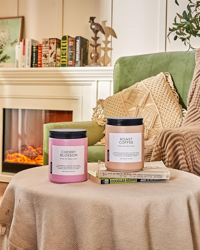 M&SENSE Large Cherry Blossom Scented Candle, 19.4oz Natural Soy Wax, 110-Hour - Image 8
