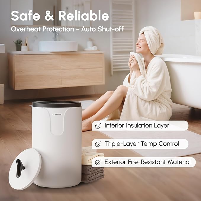 USHOWER Towel Warmers for Bathroom, 20L Large Towel Warmer Bucket for Spa & - Image 6
