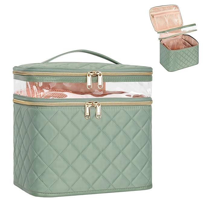 OCHEAL Large Makeup Bag, Double Layer Makeup Bag, Vertical Storage Cosmetic Case by OCHEAL