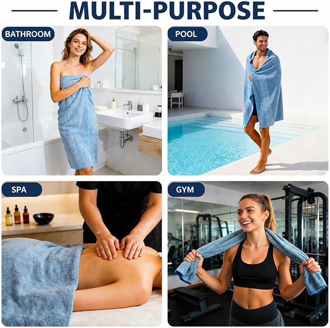 SEISSO 4 Pack Extra Large Bath Towels 63"x35", Bath Sheets - Image 8
