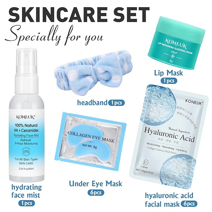 15 PACK Skincare Set with Facial Masks, Under Eye Patches, Face Mist, Lip Mask - Image 2