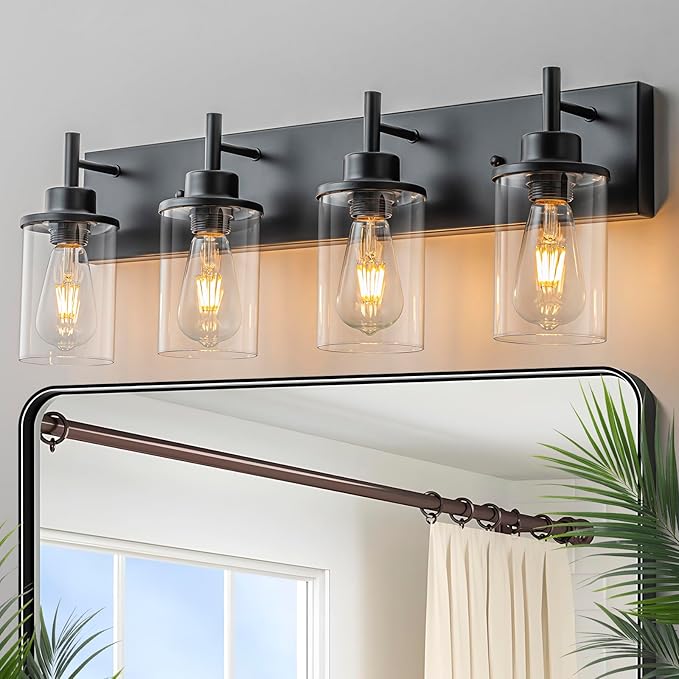 GoYeel Bathroom Light Fixtures Over Mirror, Matte Black Vanity Light 4 Light by GoYeelLighting