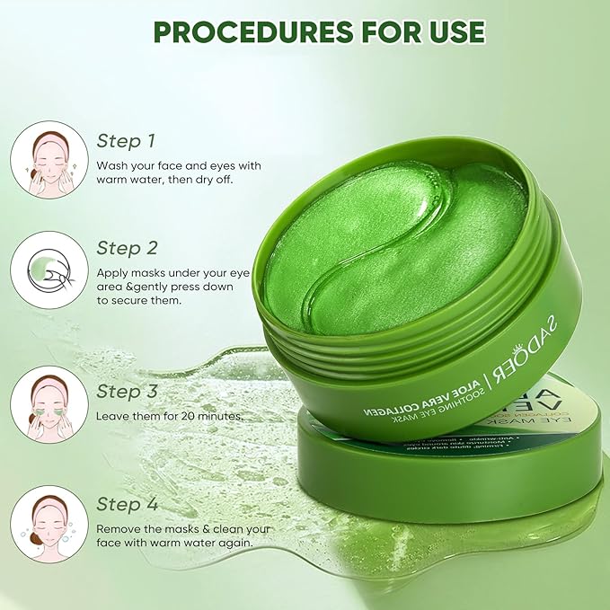 Aero Zen Aloe Vera Eye Mask- 60 PCS Aloe Vera Under Eye Patches-Under Eye - Image 8