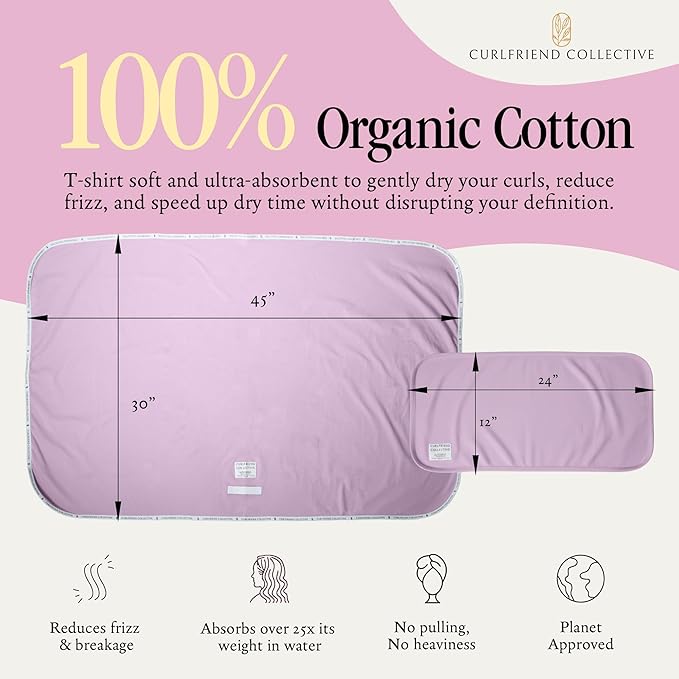 Curlfriend Collective Cotton Cloud T-Shirt Hair Towel Duo – Lilac Locks Hair - Image 3