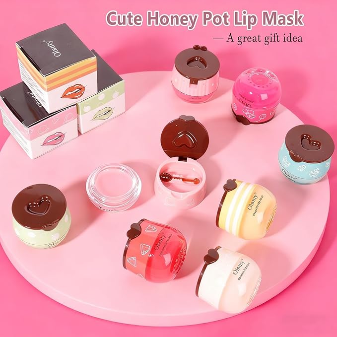 8 PCS Bee Lip Balm Honey Pot, Honey Lip Balm Bulk, Moisturising Sleep Lip Mask - Image 8
